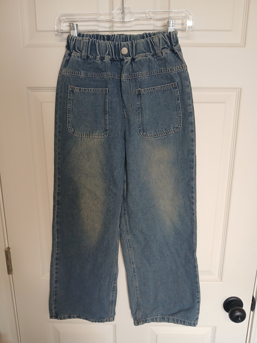 Elastic Waist Wide-Leg Women’s Jeans - Blue Size Zero 0 Xxs Xs Faded Pant